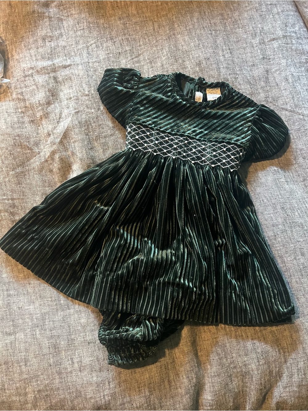 Carriage Boutique Emerald Green Velvet Smocked Dress